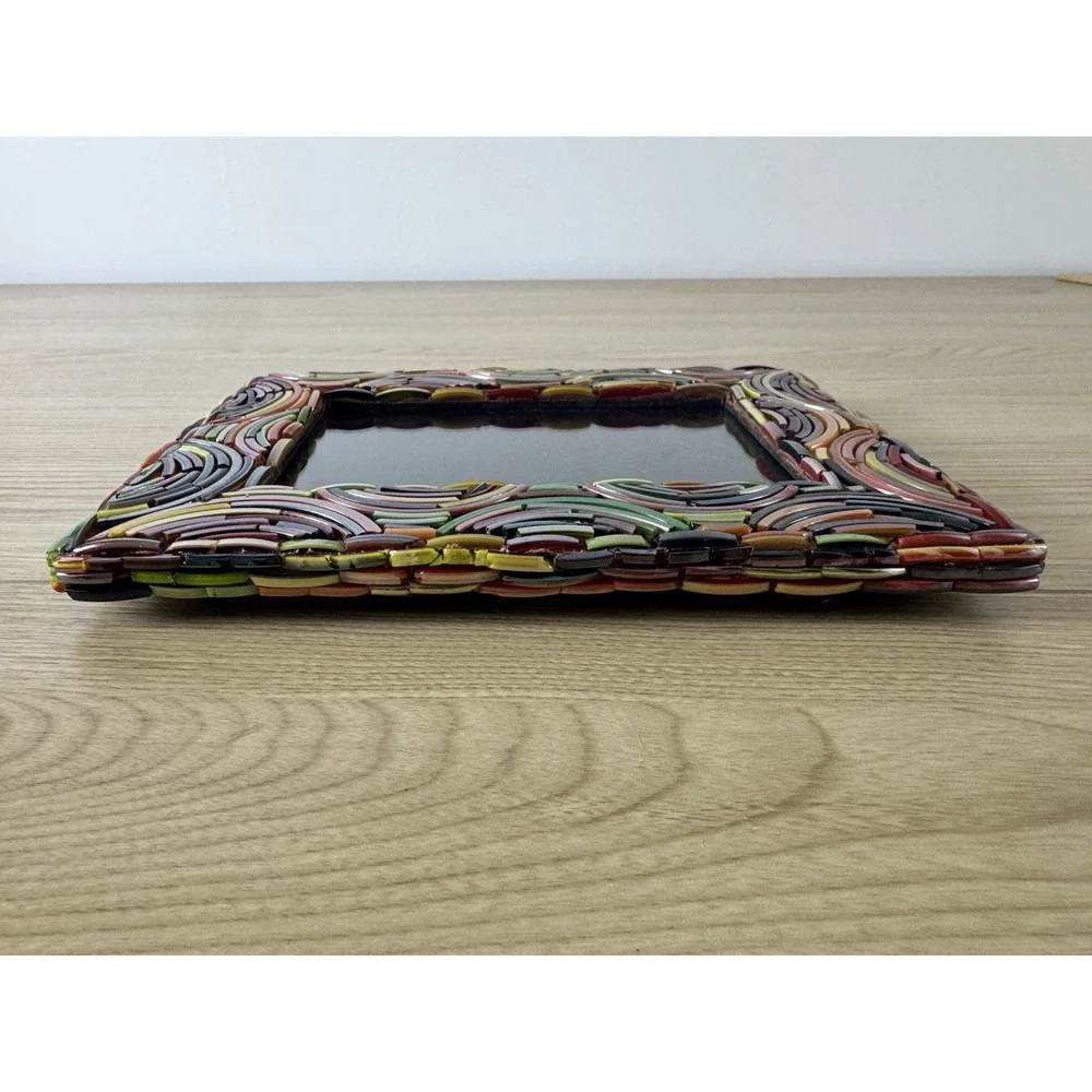 Two's Company Glass Mosaic 4x6 Picture Frame Multicolor Handmade India Boho